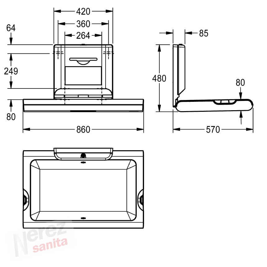 Přebalovací pult Franke KWC nerez CAMB11HS