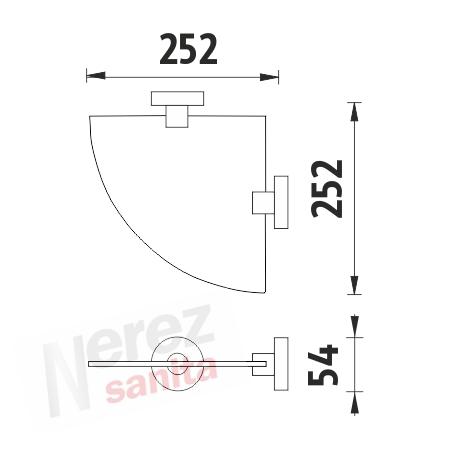 Police rohová, nerez úchyt UNM 13091RB-10