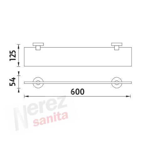 Police rovná, nerez úchyt UNM 13091B-60-10