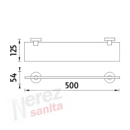 Police rovná, nerez úchyt UNM 13091B-50-10