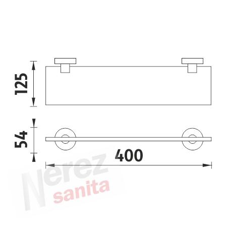 Police rovná, nerez úchyt UNM 13091B-40-10