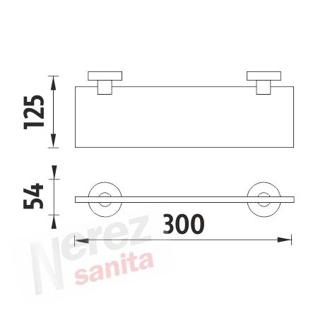 Police rovná, nerez úchyt UNM 13091B-30-10