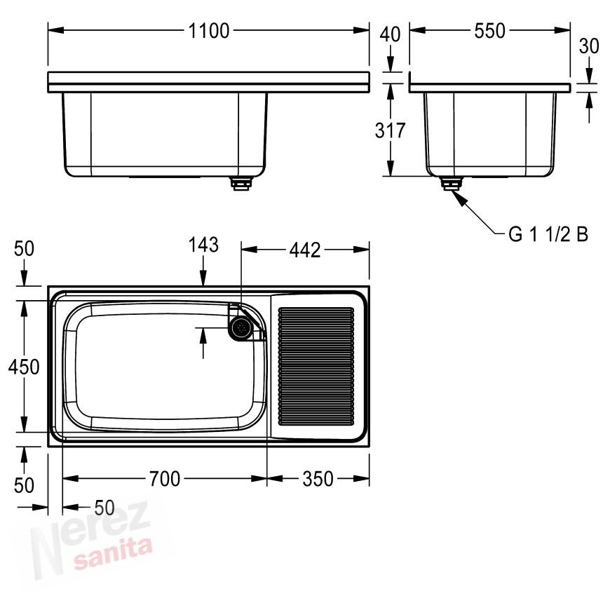 Úklidový dřez Franke KWC BS352 s odkapem