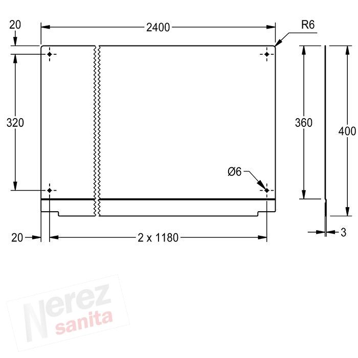 Nerez zadní stěna KWC PL24SB k mycímu korytu