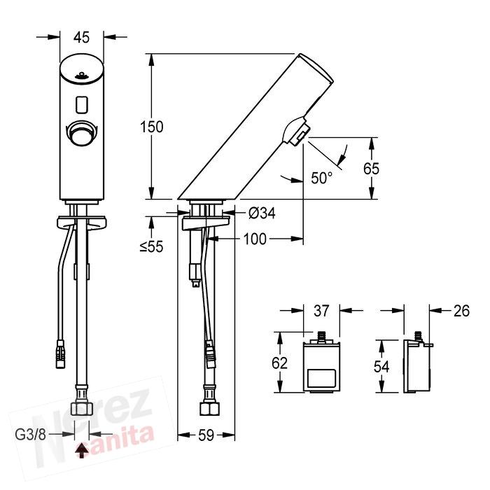 Elektronická stojánková baterie KWC F3EV1001 bateriový provoz
