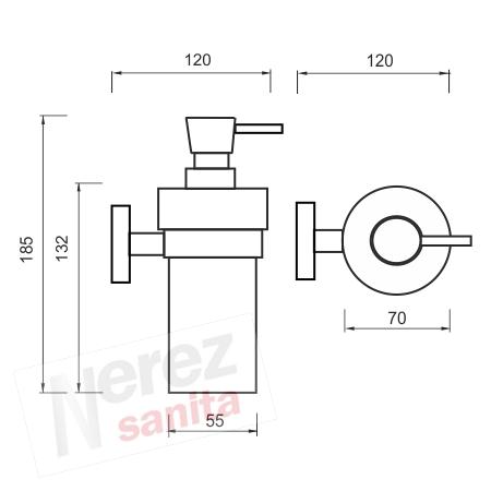 Dávkovač tekutého mýdla, nerez UNM 13031W-T-10