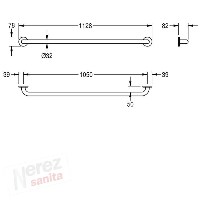 Madlo Franke KWC 105cm rovné CNTX1050W