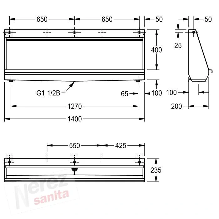 Nerezový pisoárový žlab KWC CMPX552GE