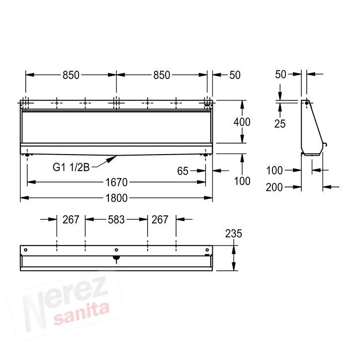 Nerezový pisoárový žlab KWC CMPX553GE