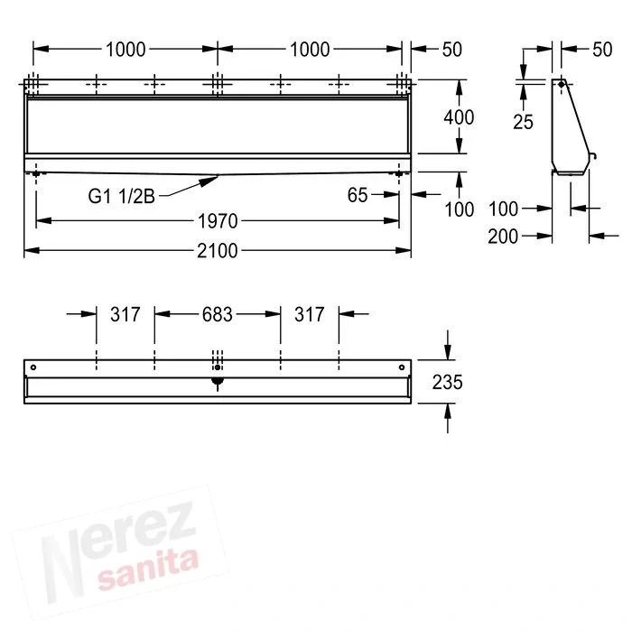 Nerezový pisoárový žlab KWC CMPX554GE