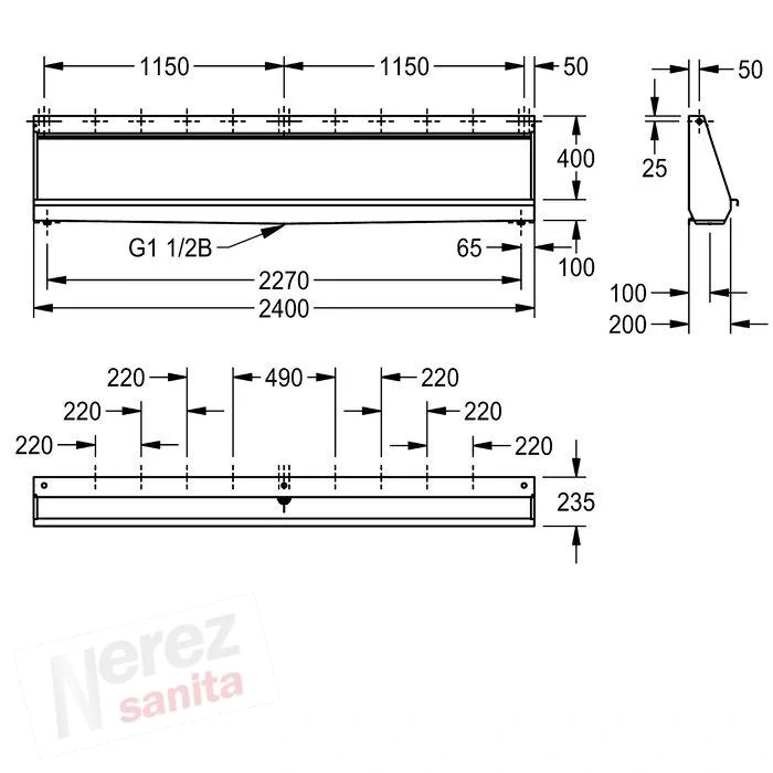 Nerezový pisoárový žlab KWC CMPX555GE