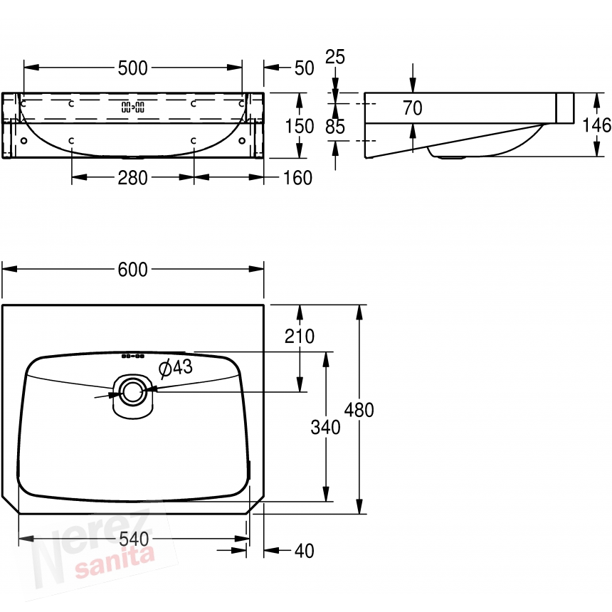  Nerezové umyvadlo Franke KWC ANIMA WT600C