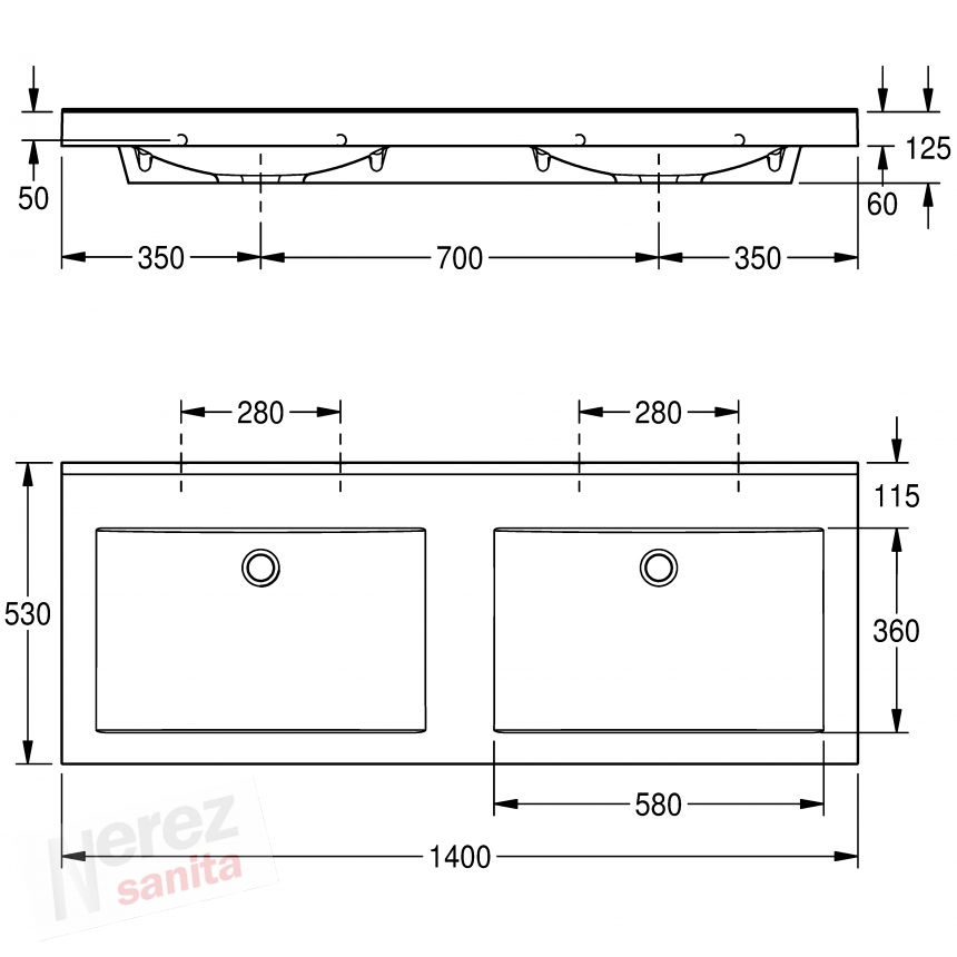 Umyvadlo Franke KWC ANMW420 s dvěma místy k mytí 