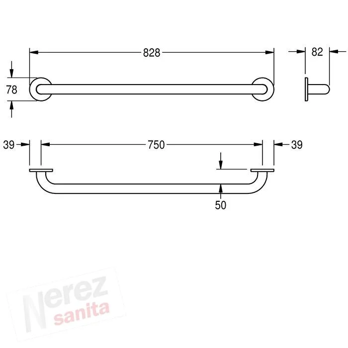 Madlo Franke KWC 75cm rovné CNTX750W