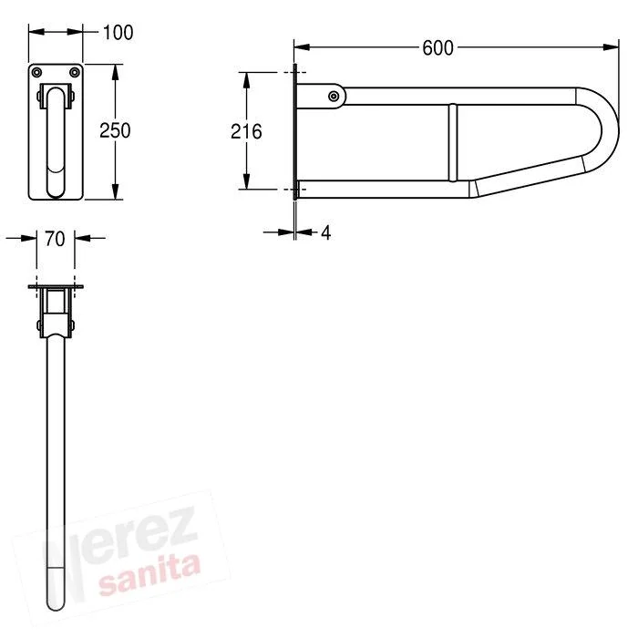 Sklopné madlo KWC 60cm CNTX70E