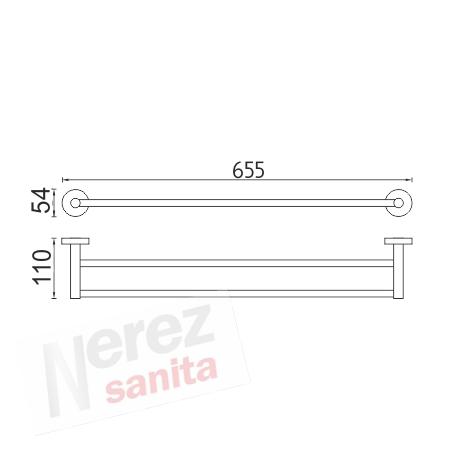 Držák na ručníky dvojitý nerez UNM 13061D-10