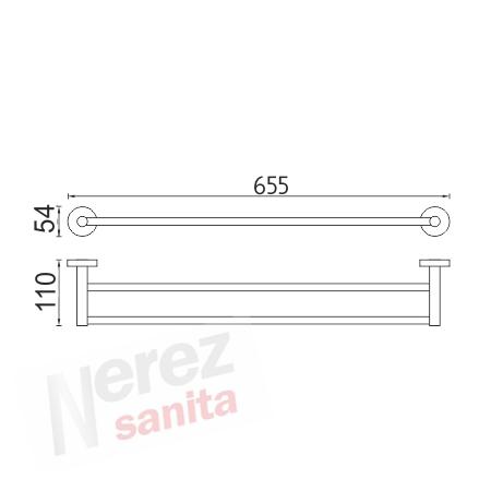 Držák na ručníky dvojitý nerez UNM 13061D-10